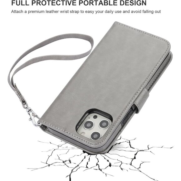 Wallet Case for iPhone 12 Pro Max Wireless Charging RFID Blocking Leather Case - Picture 8 of 8